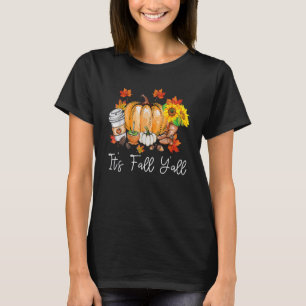 It's Fall Yall Pumpkin Leopard Halloween Autumn Th T-Shirt