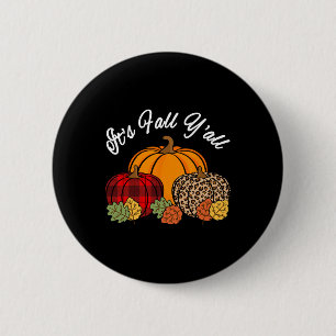 Its Fall Yall Pumpkin Leopard Print Autumn Thanksg 6 Cm Round Badge