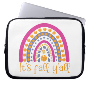 It's fall y'all pumpkin rainbow laptop sleeve