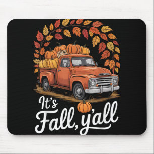 Its Fall Yall Pumpkin Truck Autumn Tree Hello Fall Mouse Pad
