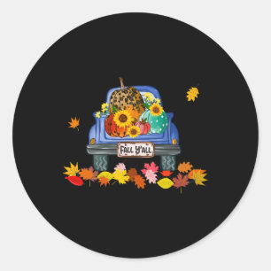It's Fall Y'all Pumpkin Truck Leopard Print Autumn Classic Round Sticker