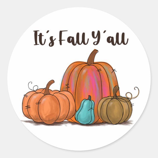 It's Fall Y'all Pumpkins Classic Round Sticker (Front)