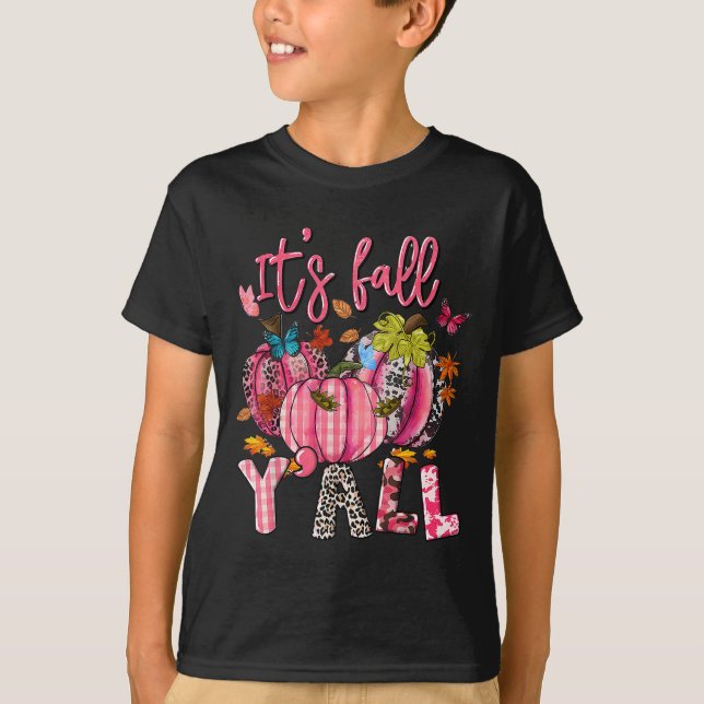 It's Fall Y'all Pumpkins Nk Ribbon Breast Cancer A T-Shirt (Front)
