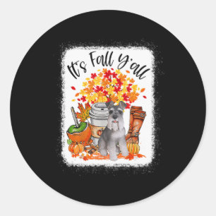 It's Fall Y'all Schnauzer Dog Halloween Thanksgivi Classic Round Sticker