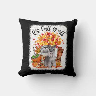 It's Fall Y'all Schnauzer Dog Halloween Thanksgivi Cushion