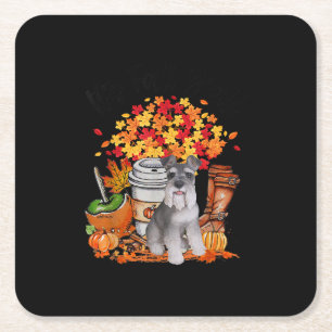 its fall yall schnauzer dog halloween thanksgiving square paper coaster