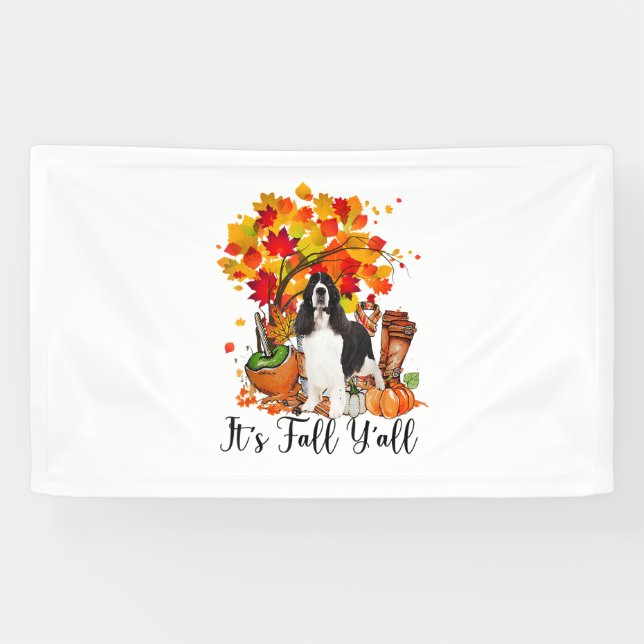It's Fall Y'all Springer Spaniel Dog Halloween Tha Banner (Horizontal)