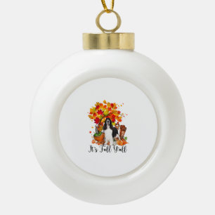 It's Fall Y'all Springer Spaniel Dog Halloween Tha Ceramic Ball Christmas Ornament