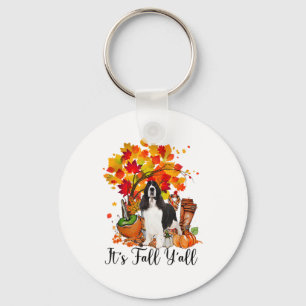 It's Fall Y'all Springer Spaniel Dog Halloween Tha Key Ring