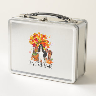 It's Fall Y'all Springer Spaniel Dog Halloween Tha Metal Lunch Box