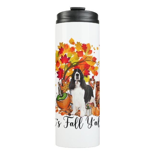 It's Fall Y'all Springer Spaniel Dog Halloween Tha Thermal Tumbler (Front)