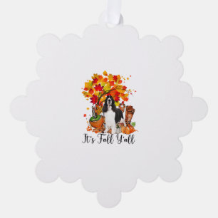 It's Fall Y'all Springer Spaniel Dog Halloween Tha Tree Decoration Card