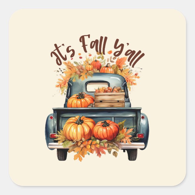 It's Fall Y'all Square Sticker (Front)