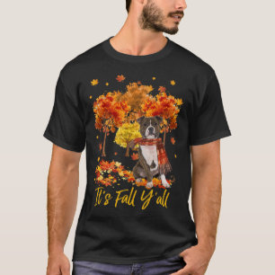 It's Fall Y'all Staffordshire Bull Terrier Dog Tre T-Shirt