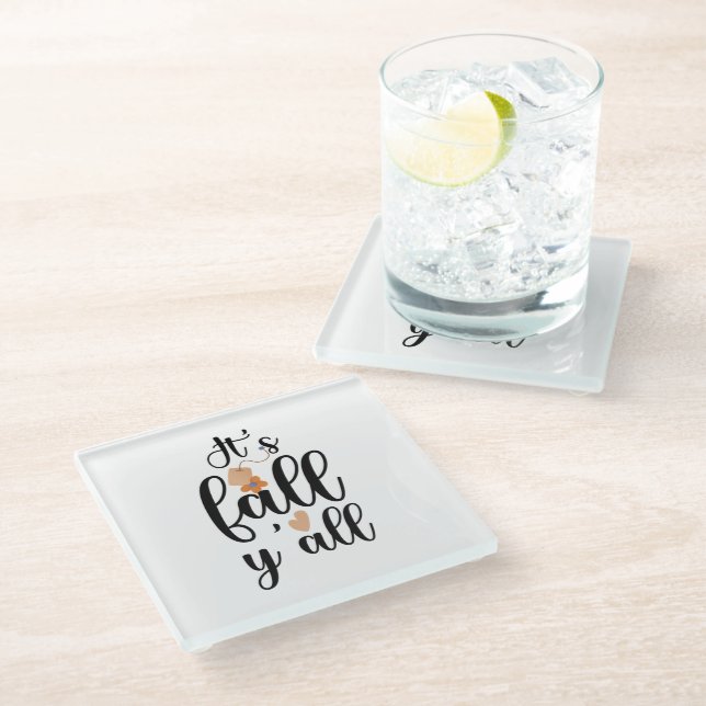 It's fall y'all, tea bag glass coaster (Angled)
