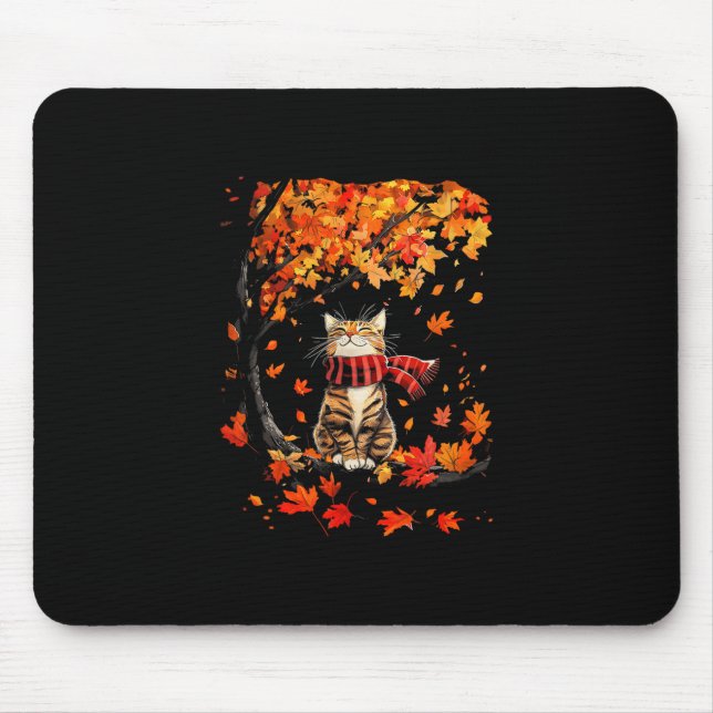 It's Fall Y'all Thanksgiving Cat Leaf Fall Tree He Mouse Pad (Front)