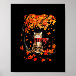 It's Fall Y'all Thanksgiving Cat Leaf Fall Tree He Poster