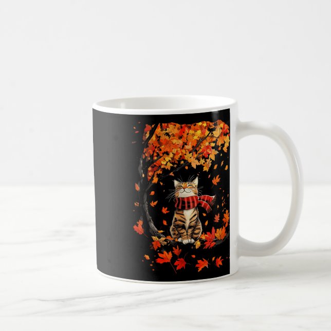 Its Fall Yall Thanksgiving Cat Leaf Fall Tree Hell Coffee Mug (Right)