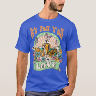 Its Fall Yall Vintage Flower Pumpkin Funny Autumn  T-Shirt