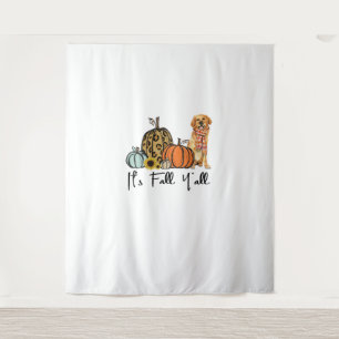It's Fall Y'all Yellow Golden retriever Dog Leopar Tapestry