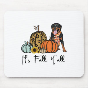 It's Fall Y'all Yellow Rottweiler Dog Leopard Pump Mouse Pad