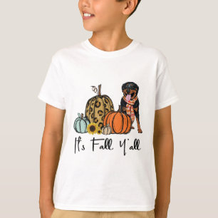 It's Fall Y'all Yellow Rottweiler Dog Leopard Pump T-Shirt