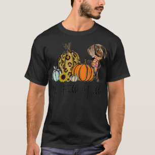 Its Fall Yellow Dachshund Dog Leopard Pumpkin Fall T-Shirt