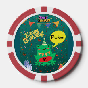 It's Finally My Birthday Feb. 29th Frog Confetti Poker Chips