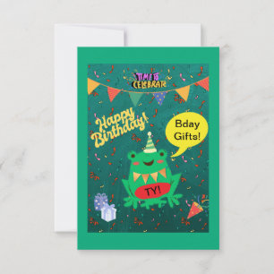 It's Finally My Birthday Feb. 29th Frog Confetti Thank You Card