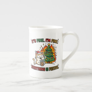 Its Fine Im Fine Everything Is Festive Chaotic Mem Bone China Mug