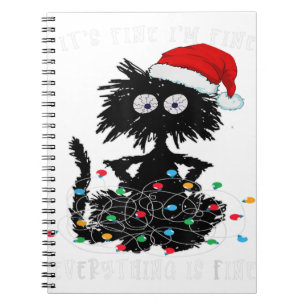 It's Fine I'm Fine Everything Is Fine Black Cat ch Notebook