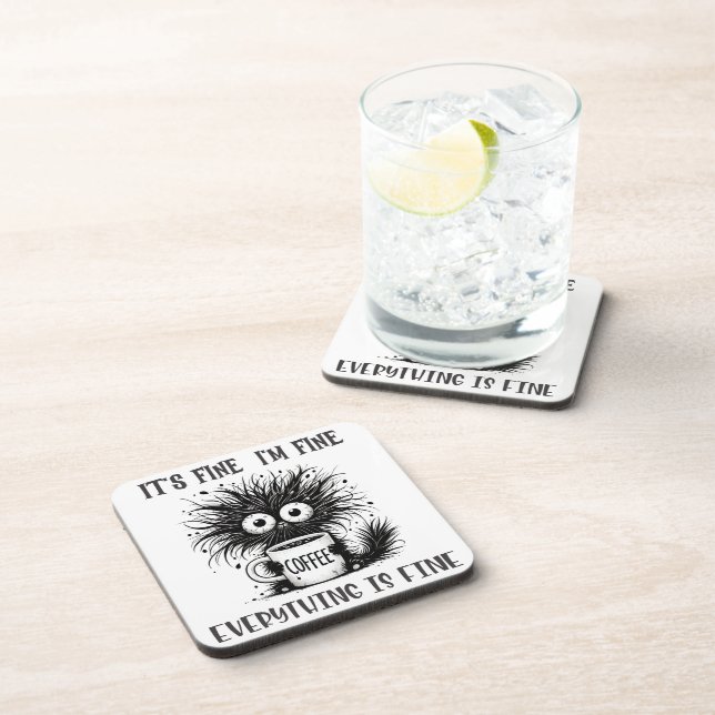 It's Fine I'm Fine Everything is Fine Black Cat Coaster (Right Side)