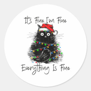 Its Fine I'm Fine Everything Is Fine Christmas Bla Classic Round Sticker