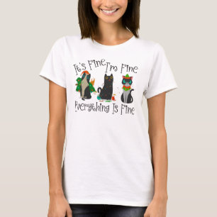 Its Fine I'm Fine Everything is Fine Christmas Cat T-Shirt