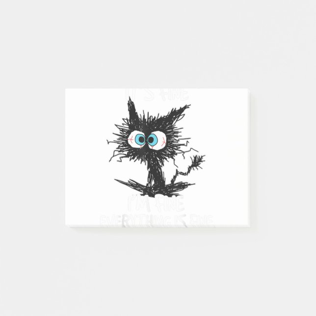 It's Fine I'm Fine Everything Is Fine Funny Black Post-it Notes (Front)