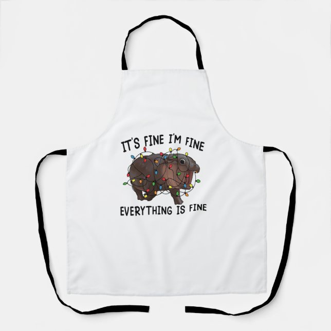It's Fine I'm Fine Everything Is Fine Moo Deng Bab Apron (Front)