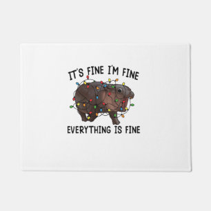 It's Fine I'm Fine Everything Is Fine Moo Deng Bab Doormat