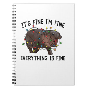 It's Fine I'm Fine Everything Is Fine Moo Deng Bab Notebook