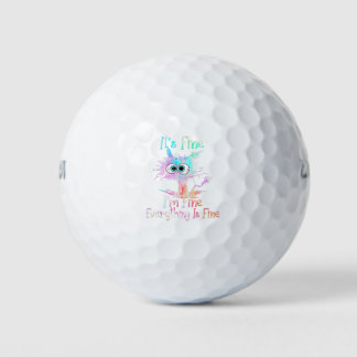 It's Fine I'm Fine Everything Is Fine Tie Dye Cat Golf Balls