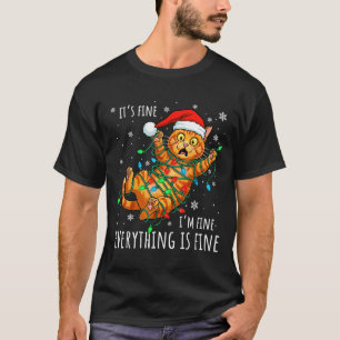 It's Fine I'm Fine Orange Cat Christmas Light Funn T-Shirt