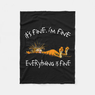 It's Fine Rpg Gamer Cat D20 Dice Fail Funny Nerdy  Fleece Blanket