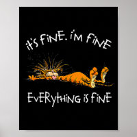 It's Fine Rpg Gamer Cat D20 Dice Fail Funny Nerdy