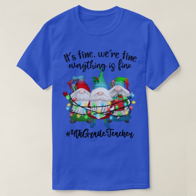 Its Fine Were Fine Everything Is Fine Gnome Teache T-Shirt (Design Front)