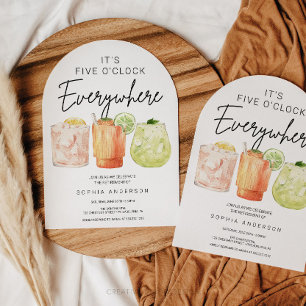 It's Five O'Clock Everywhere Retirement Party Invitation