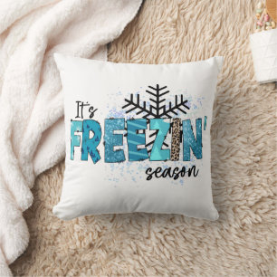 Its Freezing Cold Snowflakes Winter Holidays   Cushion