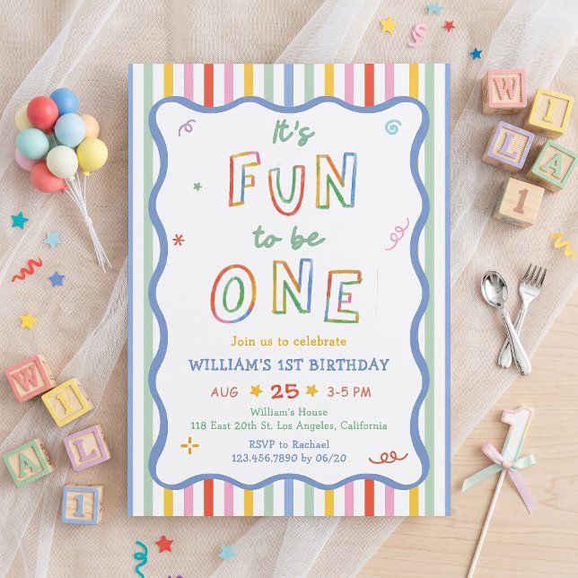 It's Fun To Be One 1st Birthday Invitation (Creator Uploaded)