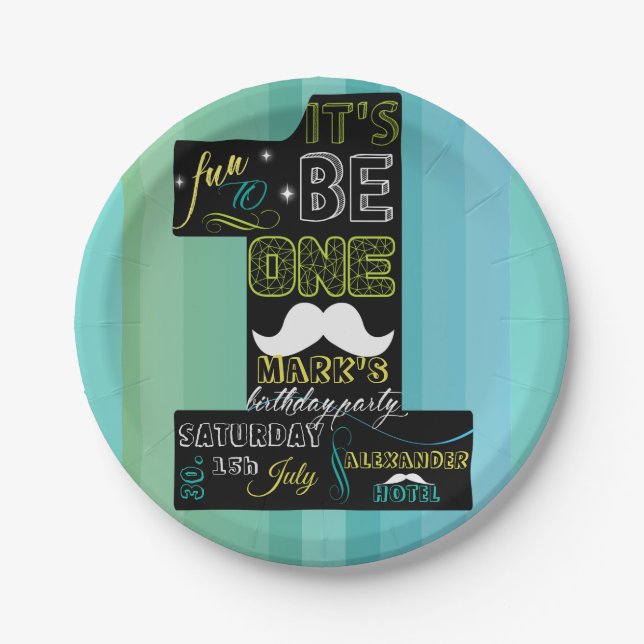 IT'S FUN TO BE ONE  1st Birthday Paper Plate (Front)