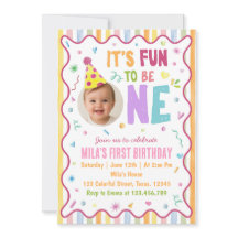 It's Fun To Be One Birthday Party Colourful