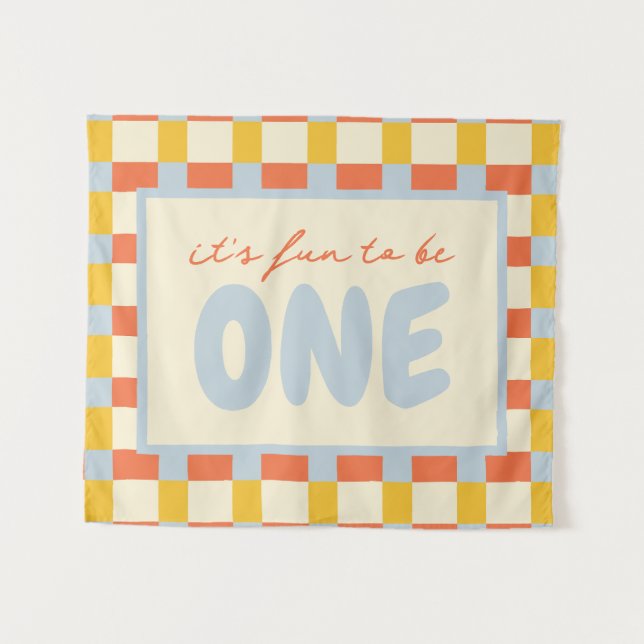 it's fun to be one birthday primary colours  tapestry (Front (Horizontal))