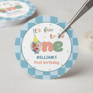 It's Fun To Be One Boy Birthday Classic Round Sticker